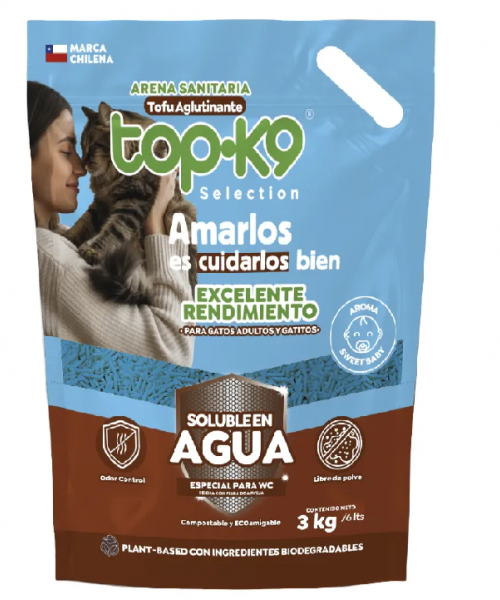 Arena TopK9 de Tofú aroma Talco de Bebé (3kg)