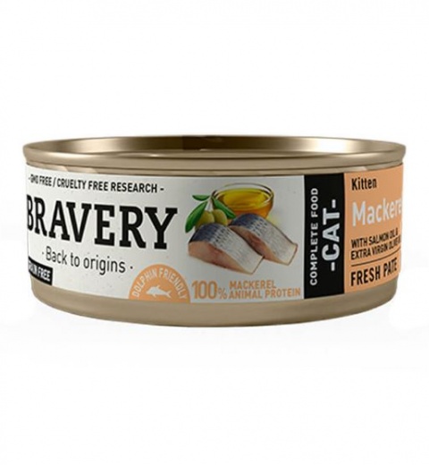 Alimento Húmedo Bravery Kitten Mackerel (70gr)