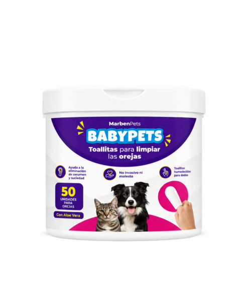 Toallitas para Limpiar los Oídos BabyPets (50 Unidades)