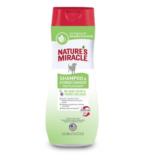 SHAMPOO NATURE'S MIRACLE ALMENDRA PARA PELAJE BLANCO  (473 ml)