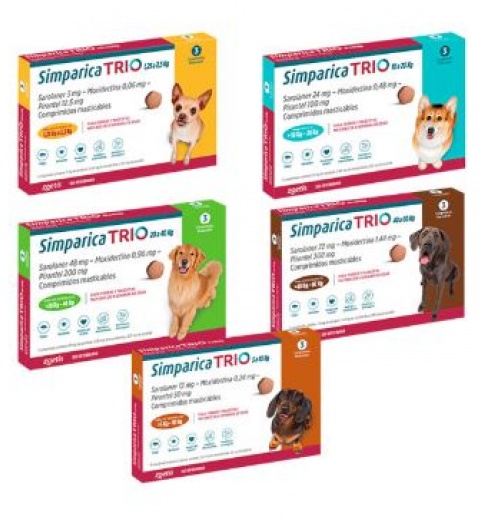 Simparica Trio (1 Comprimido) (5, 10, 20, 40, 80 y 120 mg)